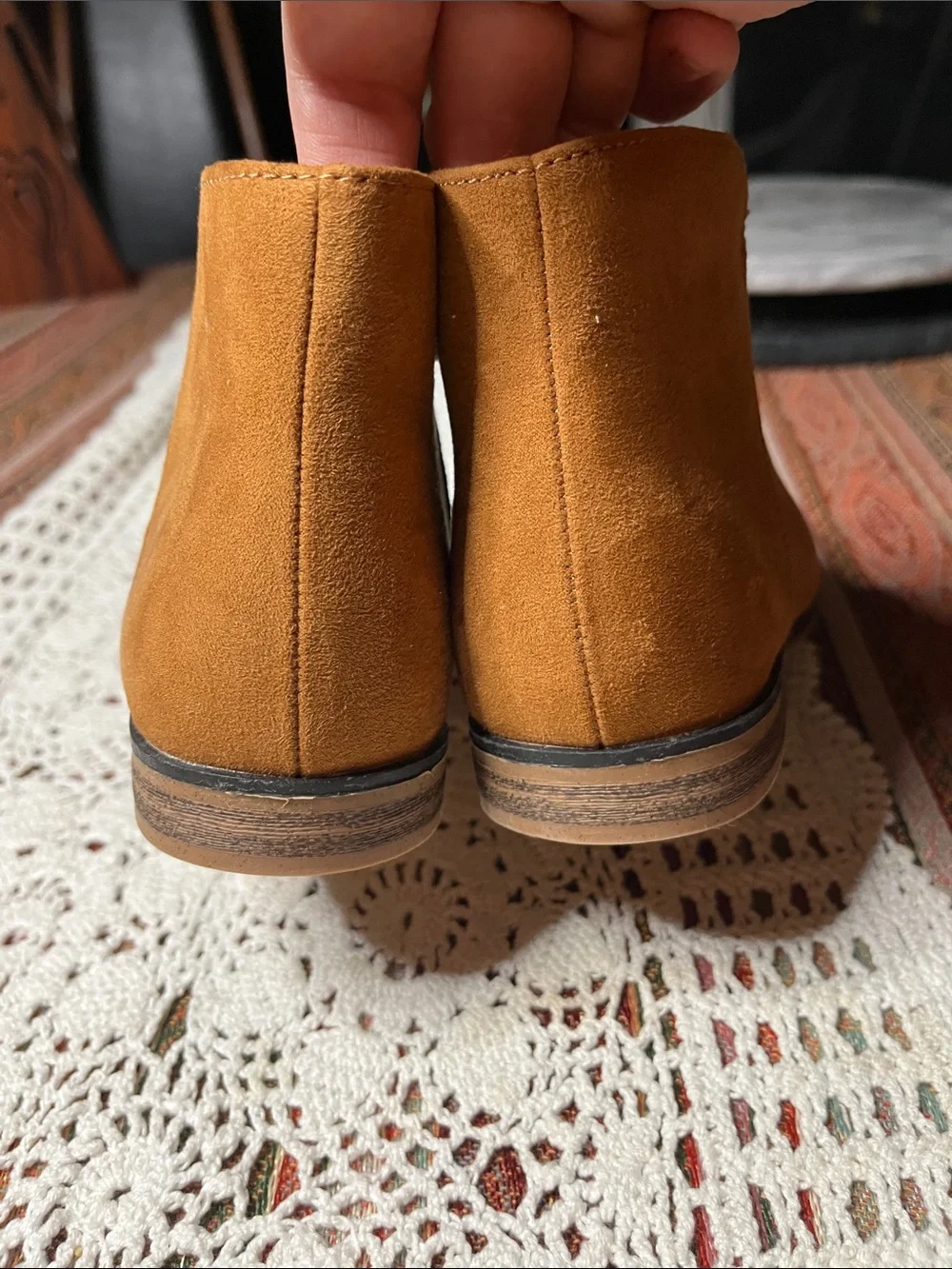 Cat & Jack vegan bootie rust suede inside zip size 3 unisex nonmaring sole